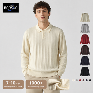 Chemise Homme Grande Taille Smart Casual en Tissu Tricoté Infroissable à Manches Longues avec Logo Avant en Mélange CV/PES/PA Boutonnée - Product Image 1