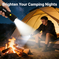 Lampe torche LED haute puissance pour le camping - Construction en ABS durable, batterie rechargeable