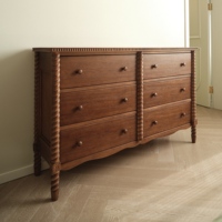 Commode en bois écologique personnalisée pour chambre à coucher, commode en bois massif de style européen, armoire de rangement avec tiroirs
