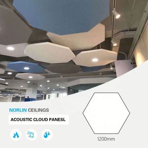 Panneaux de plafond en fibre de verre haute densité, matériaux de décoration, matériau acoustique pour plafond, panneau ignifuge, panneau acoustique suspendu - Product Image 4