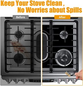 Revêtement de cuisinière anti-adhésif réutilisable avec 2 pièces de 21 pouces de protection de cuisinière <span class=keywords><strong>lavable</strong></span> résistant à la chaleur protecteurs de cuisinière à gaz - Product Image 3