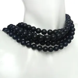 8mm Natural Matte Black Agate Loose Beads Round For Bracelet Necklace DIY Jewelry Making and Beadwork Design