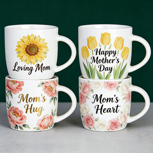 Taza de Cerámica Personalizada para el Día de la Madre con Diseño Floral - Taza de Café Blanca de 11 oz con Diseño de Girasol, Tulipán y Rosa, Regalo Personalizado para Mamá - Product Image 1