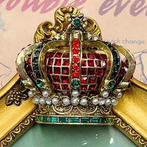 Broche <span class=keywords><strong>de</strong></span> perle <span class=keywords><strong>de</strong></span> l'industrie lourde d'art <span class=keywords><strong>de</strong></span> strass <span class=keywords><strong>de</strong></span> couronne <span class=keywords><strong>de</strong></span> <span class=keywords><strong>la</strong></span> <span class=keywords><strong>reine</strong></span> vintage - Product Image 2
