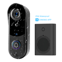 Caméra sonnette vidéo WiFi 1080P Carillon alimenté par batterie 38 sonneries IP65 Étanche SD Stockage 2.4G Cloud Réglage du volume Porte