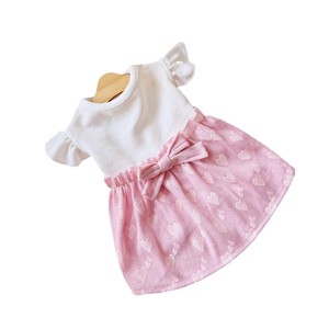 Vestido para mascotas con mangas de tulipán rosa y lazo para gatos y perros, ropa de primavera y verano - Product Image 4