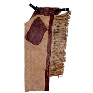 Chaps de cowboy western en cuir véritable bicolore personnalisés avec logo frontal en cuir et design unisexe - Product Image 1