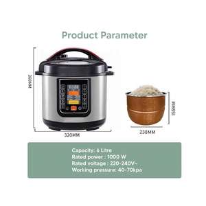 Venta Directa de Fábrica Olla de Presión Eléctrica Digital Multifunción de 6L 16 en 1 de Acero Inoxidable y Aluminio Estilo Alemán para Hogar y Hotel CB - Product Image 5