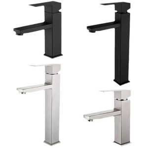 Robinet de lavabo carré noir en acier inoxydable 304, finition mate, mitigeur eau chaude et froide de 4 pouces pour salle de bain, vente en gros usine - Product Image 1