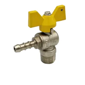 New Hot-selling 90 Degree Brass Valves with Hose Barb LPG Gas Ball Valve Adapter NPT Barb