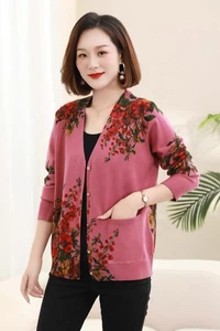 Nuovo Arrivo: Cardigan Floreale da Donna <span class=keywords><strong>con</strong></span> Scollo a V e Tasche Frontali, Maglione in Maglia Stile Nonna - Product Image 5