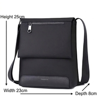 Bolso Cruzado para Hombre, Estilo Casual de Negocios, Estructura Vertical, Tela de Nailon Repelente al Agua, con Cierre Metálico