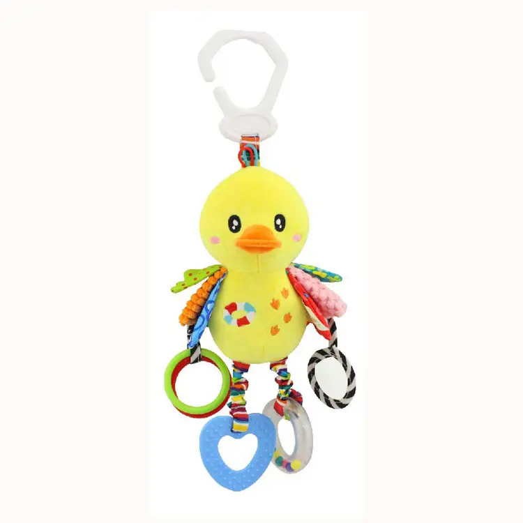 H026C baby cute duck rattle with teether whistle whistle paper car hanging bed hanging