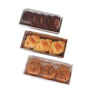 Custom Bakery Dessert Cookie Hot Dog Kraft rectangular Paper Box Disposable with Clear PVC