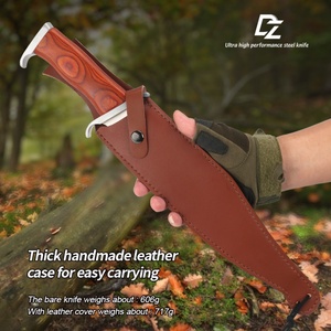 มีดต่อสู้แบบปรับแต่งได้ ใบมีดสแตนเลสคุณภาพสูง ปลายแบบคลิปพอยต์ ขอบตรง ปลอกมีดทำจากไม้และพลาสติก DIY OEM หนังแท้ - Product Image 5