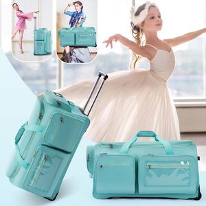 Free sample <b>Roller</b> Kids Ballet Competition Travel Duffle Dance Garment Bags with Garment Rack Waterproof Luggage Trolley - Product Image 5
