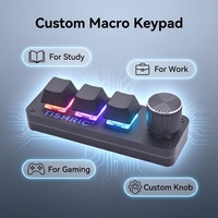 TISHRIC RGB Mini Keyboard 3/6 Keys 1 Knob Full Key Custom Macro Keypad USB DIY Mechanical Keyboard Hot Swap for Game Photoshop