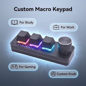TISHRIC RGB Mini <strong>Keyboard</strong> 3/6 <strong>Keys</strong> 1 Knob Full <strong>Key</strong> <strong>Custom</strong> Macro Keypad USB DIY Mechanical <strong>Keyboard</strong> Hot Swap for Game Photoshop - Product Image 2