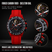 50 montres automatiques chronographes en fibre de carbone forgée, résistantes à l'eau, pour hommes, cadran personnalisé, luxe, mécaniques, sport, 4802