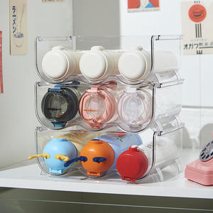 Groothandel 1/2/3 Grid Plastic Stapelbare Waterfles Houder Rack Opslag Organizer Reismok Cup Organizer Organizer - Product Image 6