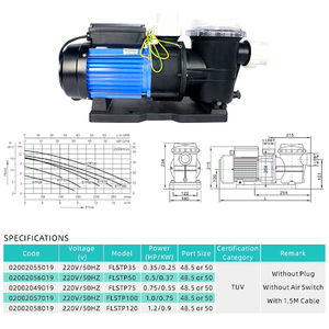 Fenlin thương mại biến tốc độ Hồ bơi bơm 110V 220V 380V 035hp để 3HP áp lực cao Hồ bơi bơm - Product Image 3