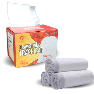 Bolsas de basura blancas de 4 galones con cordón a prueba de fugas, revestimientos pequeños para cubos de basura para baño, oficina, cocina, cubo de basura - Product Image 1