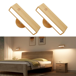 Appliques murales <span class=keywords><strong>LED</strong></span> à piles en bois massif 3000K, lampes murales rechargeables à intensité variable, lampes de chevet à <span class=keywords><strong>coller</strong></span> au mur - Product Image 1