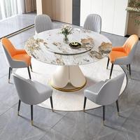 Ensemble de table et chaises de salle à manger rondes en bambou de luxe moderne pour 6 personnes, pour la maison