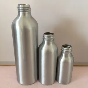 Botella de aluminio negro de 100ml de alta calidad para botella de aceite esencial de aluminio cosmético contenedor de aluminio con tapa de rosca.