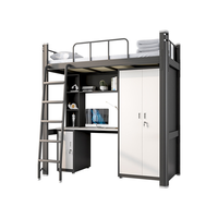 Lit mezzanine en métal sur mesure avec bureau et armoire, lit superposé simple pour dortoir d'étudiants/locaux du personnel, taille et couleur personnalisées