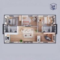 Maison conteneur extensible de 30 pieds avec 3 chambres, cuisine, maison préfabriquée moderne pour habitation résidentielle Ray-Zen