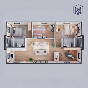 Modernes Vorgefertigtes Container-Haus mit 3 Schlafzimmern und Wohnzimmer, Casas für Wohnzwecke Ray-Zen - Product Image 4
