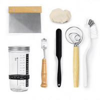 Ensemble de 7 pièces pour la fermentation du pain : panier de levain et pot en verre, accessoires de pâtisserie DIY pour la pâte à pain, boîte intérieure à cinq couches pour la levain maison