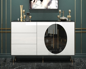 Meuble de rangement multifonctionnel en verre <span class=keywords><strong>Buffet</strong></span> classique Antique à 4 portes en bois <span class=keywords><strong>Buffet</strong></span>/Salle à manger Console de rangement - Product Image 6