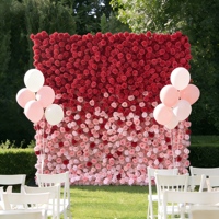 Panneaux muraux en tissu de fleurs rouges romantiques 3D 5D écologiques, rouleaux de fleurs rouges et blanches, décorations de fond de mur de fleurs pour mariage