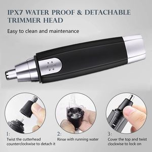 Tondeuse manuelle portable de haute qualité en acier inoxydable 304 pour poils du nez et des oreilles, lavable, garantie 1 an - Product Image 5