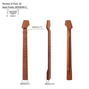 Manico per Chitarra in Acero Tostato, Scala 28\", Conversione Baritono, Raggio 12\", Fori 10 mm, 22 Tasti, Finitura Satinata - Product Image 5
