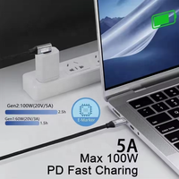 Câble de charge rapide PD 100W 5A Type C USB 3.1 Gen 2 Mâle vers Femelle, rallonge coudée à 90°, câbles de données USB C 10 Gbit/s