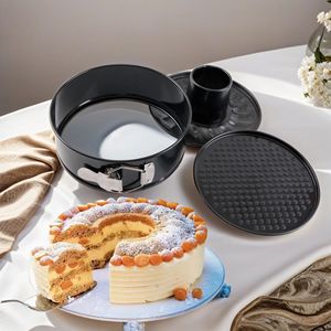 7 Inch Carbon Steel Cake Pan With Locking Chimney And Buckle Bottom Round Non Stick Baking Mold For Bundt Cakes - Product Image 2