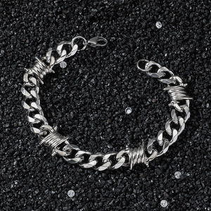 Hot Selling Popular Simple Design Alloy Gold Silver Plated Thorns Geometric Bracelet Hiphop <b>Men</b> Chain Bracelets Fashion Jewelry - Product Image 1