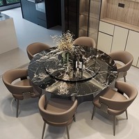 Moderner leichter Luxus-Esstisch aus künstlichem Granit mit rundem Esstisch und langlebiger Oberfläche für Wohnzimmer und Restaurant