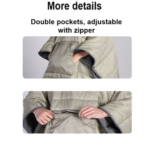 Poncho Coat Outdoor Camping Warmth Small Quilt Blanket Water-resisitant <strong>Sleeping</strong> <strong>Bag</strong> Cloak Cape with Hat for Adult Men <strong>Women</strong> - Product Image 6