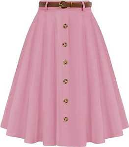 Jupe plissée Maxi de taille haute personnalisée pour femmes, couleur unie, design de mode, style décontracté avec décoration de ceinture - Product Image 2