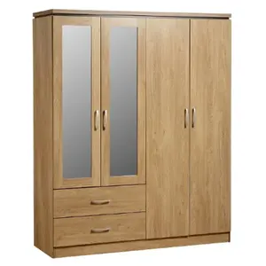 Garde-robe en bois de chambre à coucher avec miroir