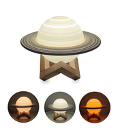 Lampe de lune à LED 16 couleurs avec support imprimé en 3D Mini veilleuse Saturne/Galaxy Télécommande/Contrôle tactile Compatible USB