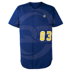Livraison rapide Impression personnalisée Tenue de maillot de baseball pour hommes Prix bon marché Vêtements de sport bleus avec sublimation Chemises unies pour hommes - Product Image 5