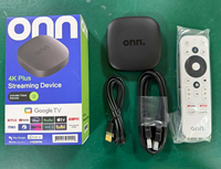 Boîtier TV intelligent Onn 4K Plus Android 14, décodeur 4K Quad Core, connectivité 5G, 2 Go de RAM, télécommande vocale pour lecteur multimédia en streaming