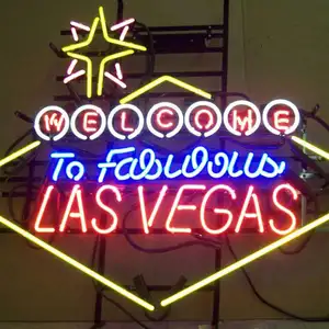 Las vegas'a hoş geldiniz led neon burcu akrilik panel logo neon ışıkları