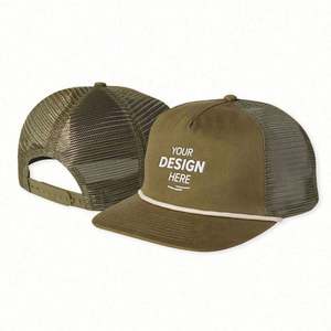 Gorras Trucker de 5 Paneles de Pana Personalizadas de Alta Calidad con Logotipo Bordado en 3D, Gorra de Mezclilla con Cierre a Presión, a la Moda para la Playa - Product Image 1