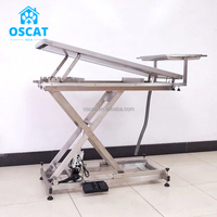 Table d'opération vétérinaire OSCAT à levage électrique, en acier inoxydable 304, hauteur réglable, plateau inclinable, drainage, machine vétérinaire pour chats et chiens